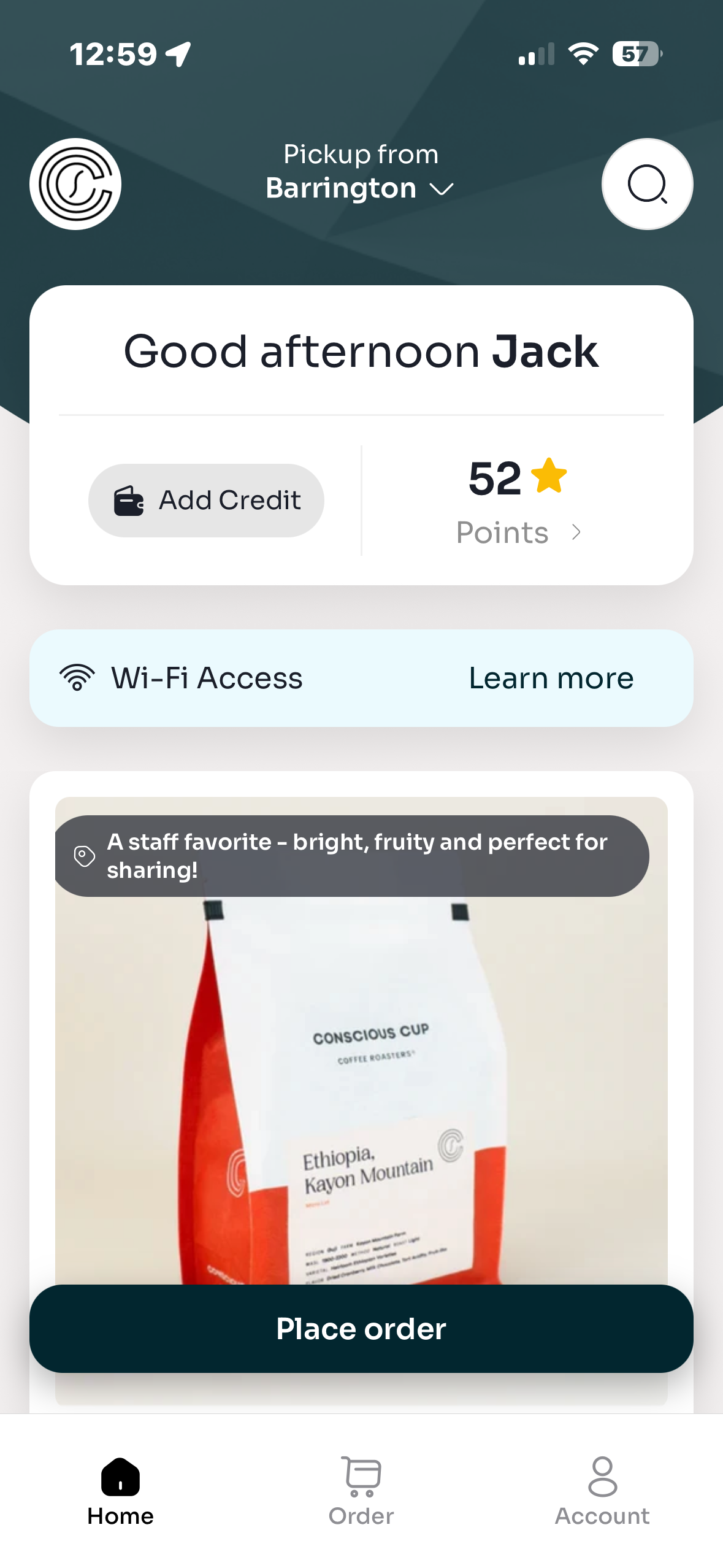 Welcome to Conscious Cup's menu order app.