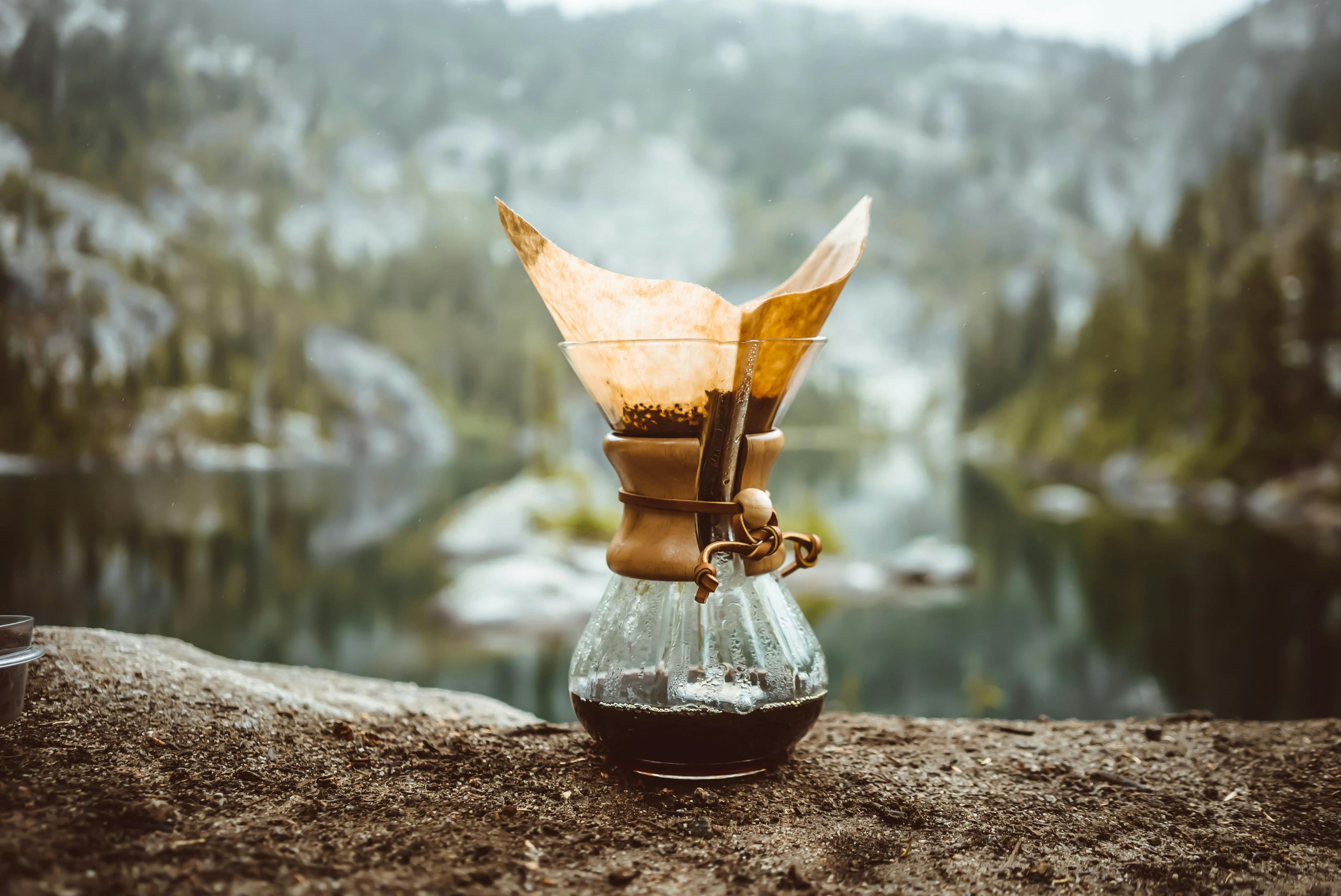 A Chemex coffee brewer.