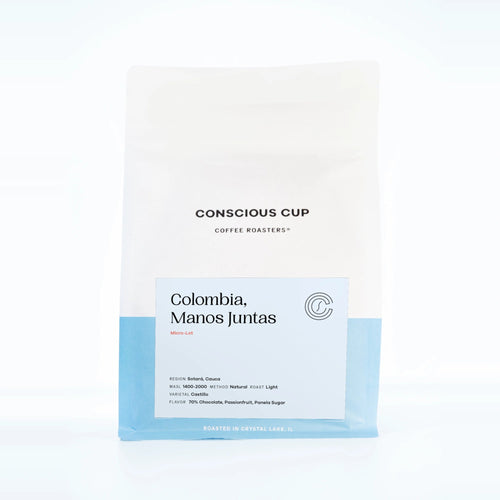 Colombia Manos Juntas coffee bag, Conscious Cup Coffee Roasters