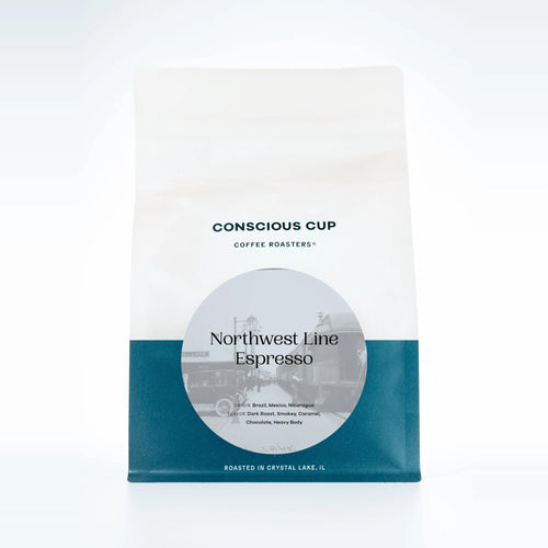 Northwest Line Espresso Blend coffee bag, Conscious Cup Coffee Roasters